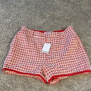 Walter Baker High Waist Red and White Patterned Shorts